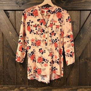 Matilda jane womens floral tunic blouse with ruffles